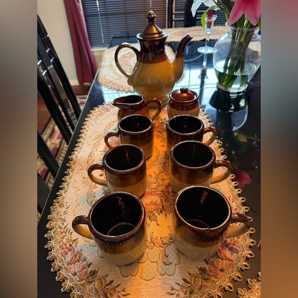 Vintage Stoneware Interpur 10 Pc.
Coffee Set Never Used - Retro Beauty